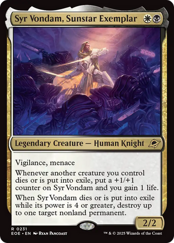 Syr Vondam, Sunstar Exemplar (EOE #231)